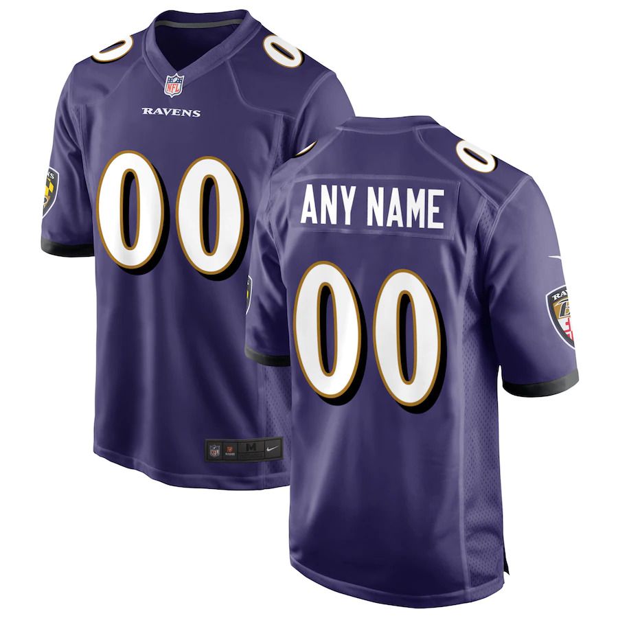 Men Baltimore Ravens Nike Purple Custom Game NFL Jersey->->Custom Jersey